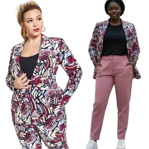 Nina Parker Trendy Plus Size Printed Blazer Jacket  Abstract Print 0X